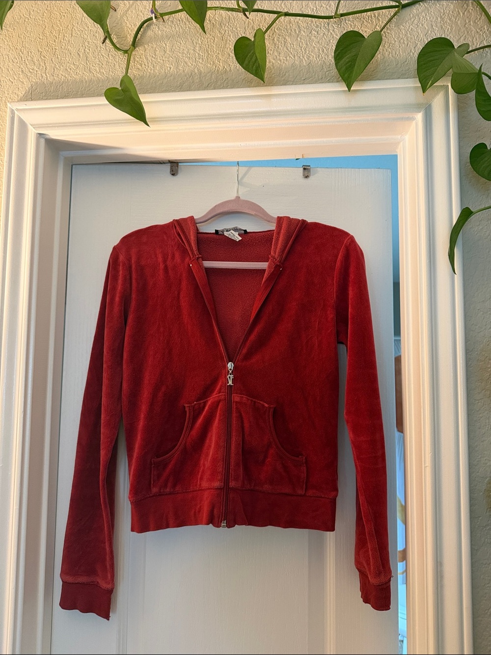 Self Esteem Maroon Velour Hoodie